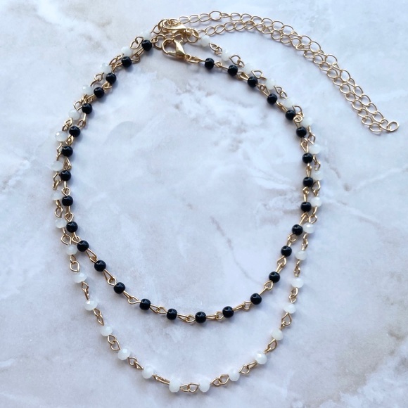 Jewelry - 3/$15 Black & White Sea Bead Choker Set